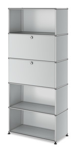 USM Haller Storage Unit M, Customisable USM matte silver|With drop-down door|With drop-down door|Open|Open