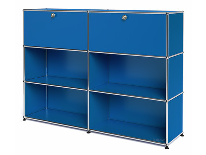 USM Haller Highboard L, Customisable Gentian blue RAL 5010|With 2 drop-down doors|Open|Open