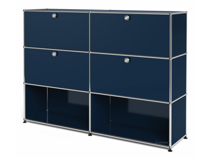 USM Haller Highboard L, Customisable Steel blue RAL 5011|With 2 drop-down doors|With 2 drop-down doors|Open