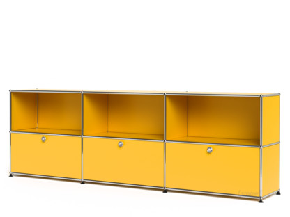 USM Haller Sideboard XL, Customisable Golden yellow RAL 1004|Open|With 3 drop-down doors
