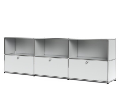 USM Haller Sideboard XL, Customisable USM matte silver|Open|With 3 drop-down doors
