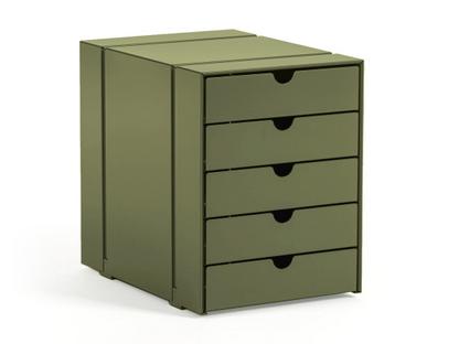 USM Inos Box Set C4 for USM Haller Shelves with 5 trays|Olive green RAL 6003