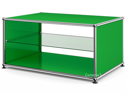 USM Haller Side Table with Side Panels 75 cm|with interior glass panel|USM green