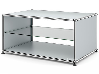USM Haller Side Table with Side Panels 75 cm|with interior glass panel|USM matte silver