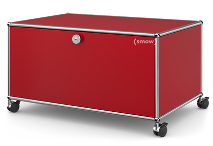 USM Haller TV Lowboard with Castors With drop-down door and rear panel|USM ruby red