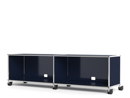USM Haller TV-/Hi-Fi-Lowboard, Customisable Steel blue RAL 5011|Open|With cable entry hole bottom centre
