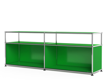 USM Haller Lowboard L with Extension, Customisable USM green|Open|Without cable entry hole