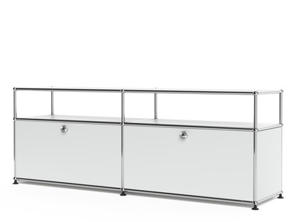 USM Haller Lowboard L with Extension, Customisable USM matte silver|With 2 drop-down doors|With cable entry hole bottom centre