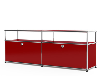 USM Haller Lowboard L with Extension, Customisable USM ruby red|With 2 drop-down doors|With cable entry hole bottom centre