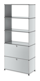 USM Haller Storage Unit with 2 Doors, without upper Rear Panels Light grey RAL 7035