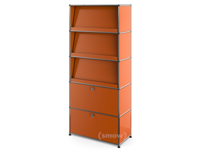 USM Haller Storage Unit with 3 Angled Shelves Pure orange RAL 2004