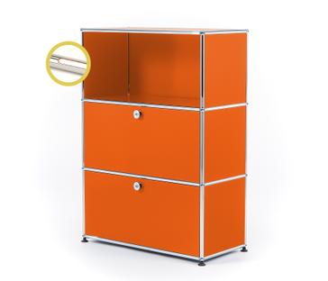 USM Haller E Highboard M with Compartment Lighting Pure orange RAL 2004|Warm white