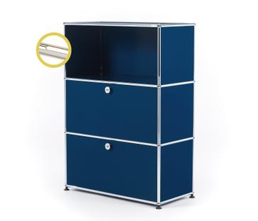USM Haller E Highboard M with Compartment Lighting Steel blue RAL 5011|Warm white