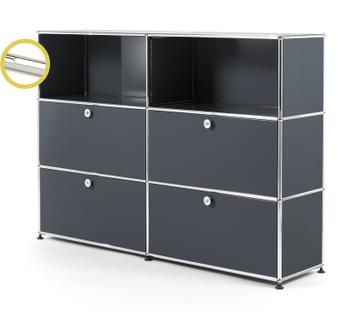 USM Haller E Highboard L with Compartment Lighting Anthracite RAL 7016|Cool white