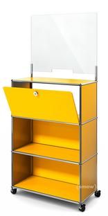 USM Haller Counter M with Security Screen and Hatch Golden yellow RAL 1004|With castors