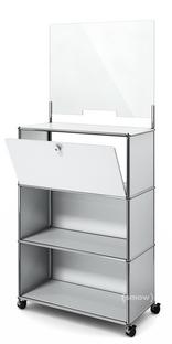 USM Haller Counter M with Security Screen and Hatch USM matte silver|With castors