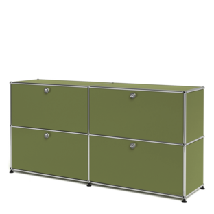 USM Haller Sideboard L, Edition Olive Green, Customisable With 2 drop-down doors|With 2 drop-down doors