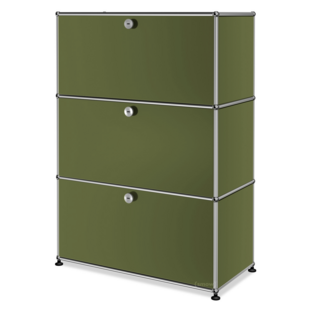 USM Haller Highboard M, Edition Olive Green, Customisable With drop-down door|With drop-down door|With drop-down door