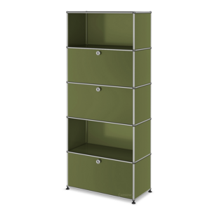 USM Haller Storage Unit M,  Edition Olive Green, Customisable With drop-down door|With drop-down door|Open|With drop-down door