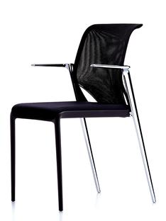 MedaSlim With armrests|Base chrome-plated aluminium (stackable)|Seat Nova, back Netline|Nero|Nero