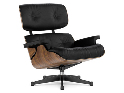 Lounge Chair Walnut with black pigmentation|Leather Premium F nero|89 cm|Aluminium polished, sides black