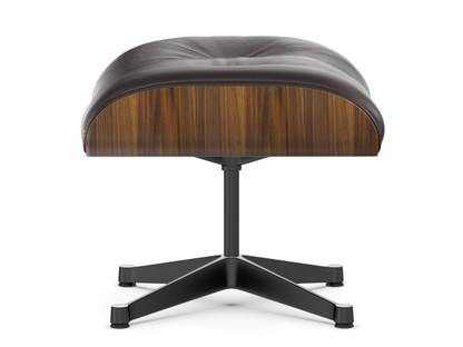 Lounge Chair Ottoman Walnut with black pigmentation|Leather Premium F chocolate|Aluminium polished, sides black