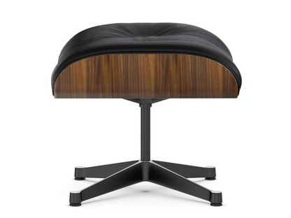 Lounge Chair Ottoman Walnut with black pigmentation|Leather Premium F nero|Aluminium polished, sides black