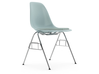 Eames Plastic Side Chair RE DSS Ice grey|With seat upholstery|Ice blue / ivory|Without linking element (DSS-N)