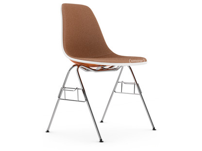 Eames Plastic Side Chair RE DSS Rusty orange|With full upholstery|Cognac / ivory|With linking element (DSS)