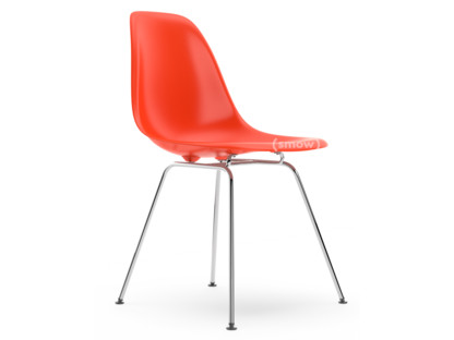 Eames Plastic Side Chair RE DSX Red (poppy red)|Without upholstery|Without upholstery|Standard version - 43 cm|Chrome-plated