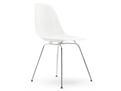 Eames Plastic Side Chair RE DSX White|Without upholstery|Without upholstery|Standard version - 43 cm|Chrome-plated