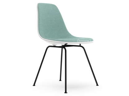 Eames Plastic Side Chair RE DSX White|With full upholstery|Ice blue / ivory|Standard version - 43 cm|Coated basic dark