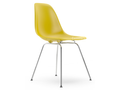 Eames Plastic Side Chair RE DSX Mustard|Without upholstery|Without upholstery|Standard version - 43 cm|Chrome-plated
