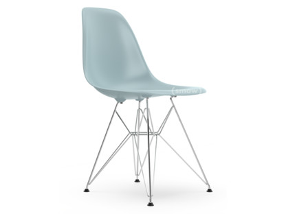 Eames Plastic Side Chair RE DSR Ice grey|Without upholstery|Without upholstery|Standard version - 43 cm|Chrome-plated