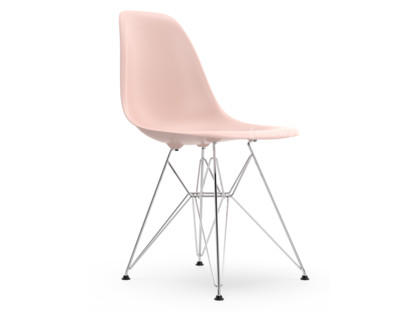 Eames Plastic Side Chair RE DSR Pale rose|Without upholstery|Without upholstery|Standard version - 43 cm|Chrome-plated