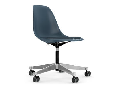 Eames Plastic Side Chair RE PSCC Sea blue RE|With seat upholstery|Sea blue / dark grey