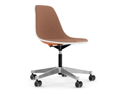 Eames Plastic Side Chair RE PSCC Rusty orange RE|With full upholstery|Cognac / ivory