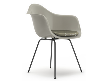 Eames Plastic Armchair RE DAX Pebble|With seat upholstery|Warm grey / ivory|Standard version - 43 cm|Coated basic dark
