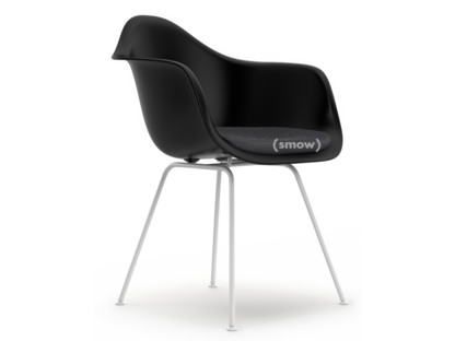 Eames Plastic Armchair RE DAX Deep black|With seat upholstery|Dark grey|Standard version - 43 cm|Coated white
