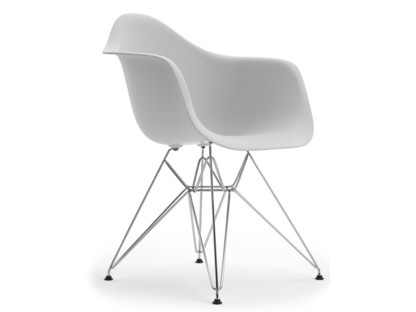 Eames Plastic Armchair RE DAR Cotton white|Without upholstery|Without upholstery|Standard version - 43 cm|Chrome-plated