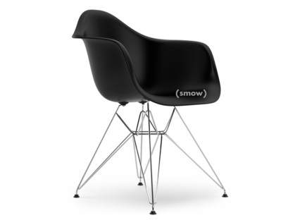 Eames Plastic Armchair RE DAR Deep black|Without upholstery|Without upholstery|Standard version - 43 cm|Chrome-plated