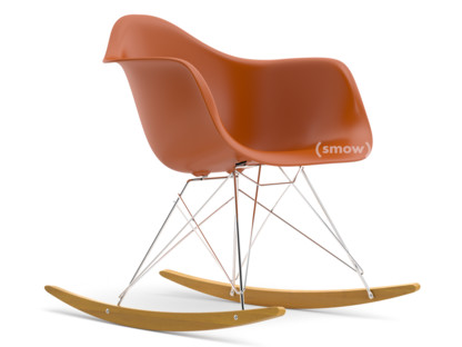 Eames Plastic Armchair RE RAR Rusty orange|Chrome-plated|Yellowish maple