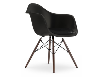 Eames Plastic Armchair RE DAW Deep black|With seat upholstery|Nero|Standard version - 43 cm|Dark maple