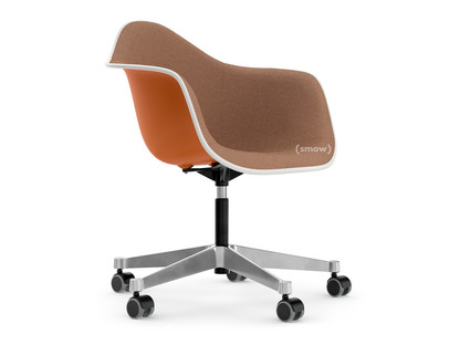 Eames Plastic Armchair RE PACC Rusty orange RE|With full upholstery|Cognac / ivory