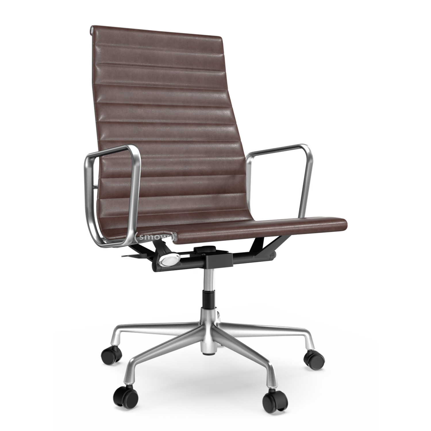 Aluminium Group EA 119 Polished Leather Premium F Marron Vitra by Charles Ray Eames 1958 Originals from smow