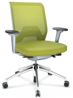 ID Mesh FlowMotion-without tilt mechanism, without seat depth adjustment|With 3D-armrests|5 star foot, polished aluminium|Soft grey|Silk mesh seat cover, diamond mesh back|Avocado