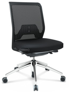 ID Mesh FlowMotion-with tilt mechanism, with seat depth adjustment|Without armrests|5 star foot, polished aluminium|Basic dark|Plano seat cover, diamond mesh back|Nero