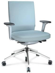 ID Soft FlowMotion-with tilt mechanism, with seat depth adjustment|With 3D-armrests|5 star foot, polished aluminium|Soft grey|Silk mesh seat and back|Ice grey
