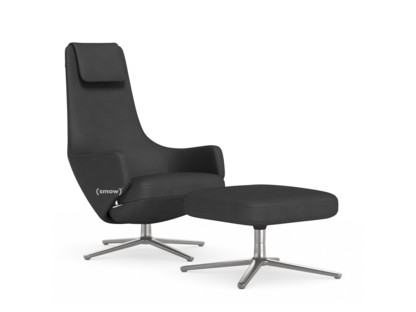 Repos Chair Repos & Ottoman|Fabric Dumet carbon/black|41 cm|Polished
