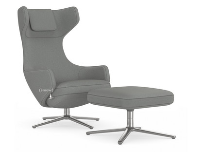Grand Repos Chair Grand Repos & Ottoman|Fabric Cosy 2 Pebble Grey|41 cm|Polished